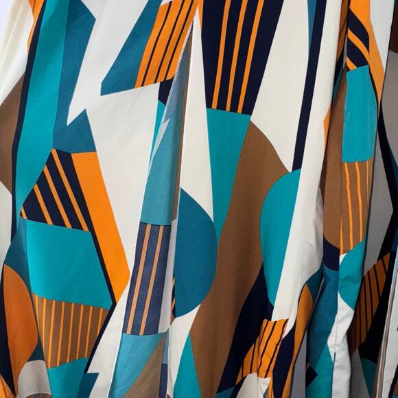 Shein Curve Women Slit Wide Leg Geometric Pants X-Large Brown Causal Work Flowy - Picture 6 of 9